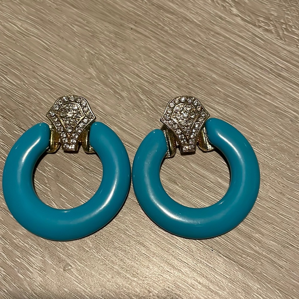 Blue faux diamond earrings #45